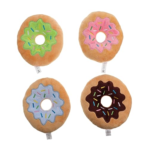 FRCOLOR Quietschspielzeug für Hunde in Leuchtenden Donut-Form 4-teiliges Haustier-spielset Interaktives Kauspielzeug für Hunde Quietschspielzeug für Haustiere Sicher für Welpen von FRCOLOR