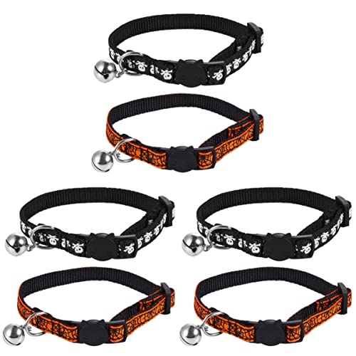 FRCOLOR 6 STK Halloween-katzenhalsband Halloween-Halsband Für Haustiere Kleines Welpenhalsband Glockenhalsband Für Welpen Hundehalsbänder Halloween-hundehalsband Einstellen Stoff Kätzchen von FRCOLOR