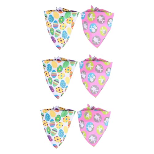 FRCOLOR Schleppleine 6 STK Osterdreieck Neujahrs-haustierbandana Hasenwelpen-Halstuch Ei-kostüm Bandanas Taschentücher Hund Ostern Hundekostüm Haustierzubehör Der Hund Polyester von FRCOLOR