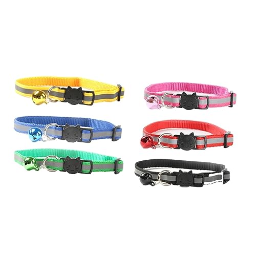 FRCOLOR Reflektierendes Haustierhalsband Für Katzen Und Kleine Hunde Verstellbares Sicherheitsverschluss Mit Glocke Zufällige Farben Perfekt Für Sicheres Gehen Im Dunkeln von FRCOLOR