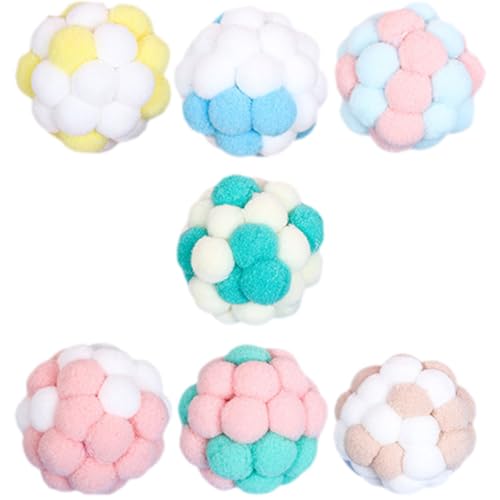 FRCOLOR 6 Stücke Plüsch Katzenspielzeug Bälle Glocke Fuzzy Balls für Indoor Katzen und Kätzchen von FRCOLOR