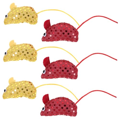 FRCOLOR 6st Pelziges Katzenspielzeug Mäuse-katzenminze-Spielzeug Lustiges Katzenspielzeug Katzenmäuse Kauspielzeug Für Katzen Katzenspielzeugmaus Spielzeuge Modellieren Paillettenstoff von FRCOLOR