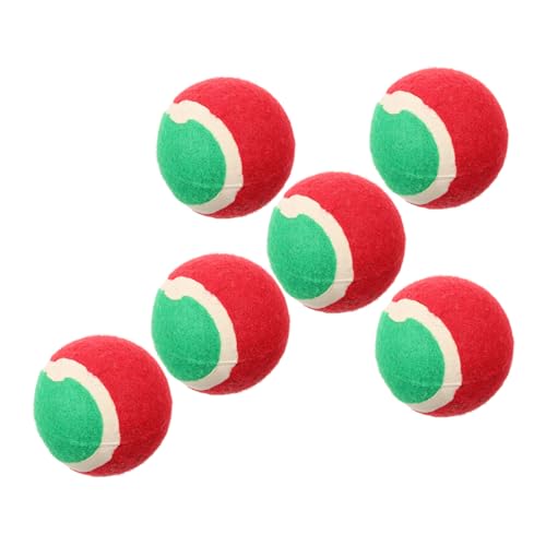 FRCOLOR 6st Spielzeugball Für Haustiere Lustiges Hundespielzeug Trainingsball Für Hunde Hüpfbälle Für Hunde Tennisball Für Hunde Weihnachtskauspielzeug Welpe Wirft Der Hund Knoten Gummi von FRCOLOR