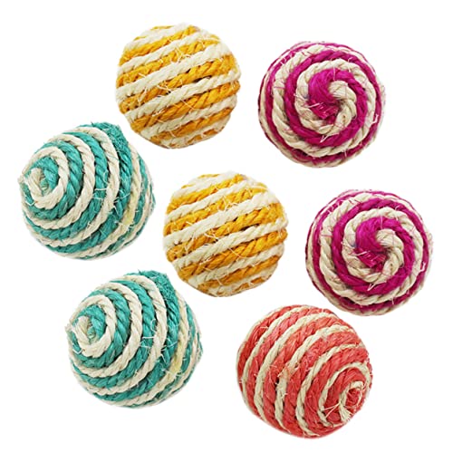 FRCOLOR 7st Sisalkugel Beißspielzeug Quietschendes Katzenspielzeug Katze Spielt Pom-pom-kätzchen Katzenkratzer Aus Sisal Zahnspielzeug Für Katzen Katze Rollt Den Ball Schnappen Die Katze von FRCOLOR