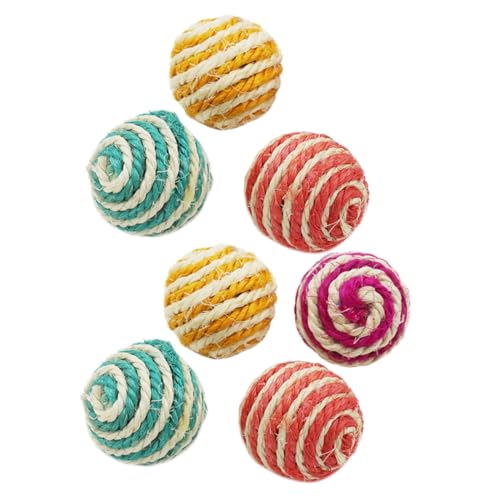 FRCOLOR 7st Sisalkugel Katze Rollt Pom Pom Katzenspielzeug Hund Rollende Kugeln Katzenkratzer Aus Sisal Spielzeug Für Katzenjäger Katzenfangspielzeug Hund Zahnen Die Katze Spielzeugball von FRCOLOR