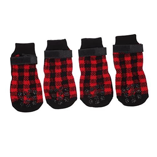 FRCOLOR 8 STK Haustier Socken Doppelseitige Hundesocken wasserdichte Hundestiefel Hartholzsocken Für Den Innenbereich Weihnachtsferien Socken Reine Baumwolle Der Hund Warme Schuhe von FRCOLOR