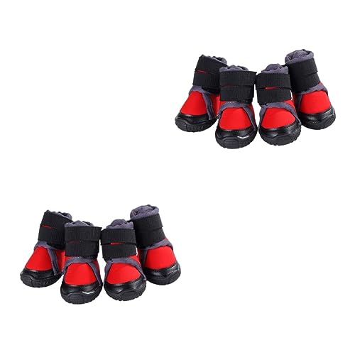 FRCOLOR 2 Sets Hundeschuhe Aus Gummi Warm Atmungsaktiv Für Haustiere Outdoor-Schuhe Größe 45 Rot Heimtierbedarf 4 Stück X 2 von FRCOLOR