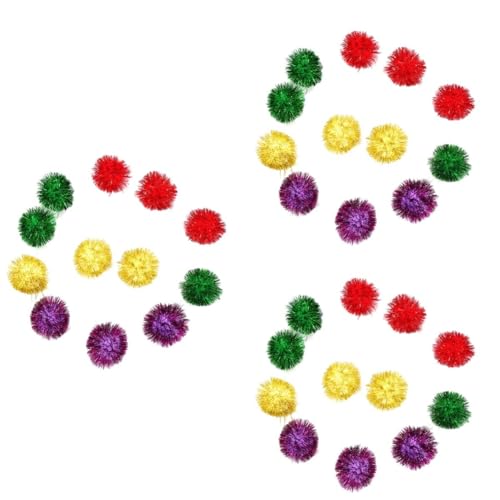 FRCOLOR 90 STK Katzenspielzeug Puffbälle Katzen-Glitzer-Lametta-Kugeln Plüsch Lieblingsspielzeug Der Katze Die Blitzspielzeuge Katze Pom Pom Kugeln Rj Plüsch Blasenkugel Metall von FRCOLOR