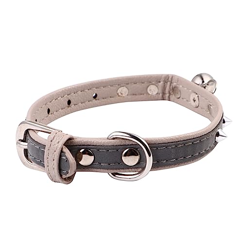 FRCOLOR Haustierhalsband Hunde Halskette verstellbares Katzenhalsband Bogen Verstellbarer Kragen Glockenhalsband für Haustier der Hund Niet die Klingel PU-Leder von FRCOLOR