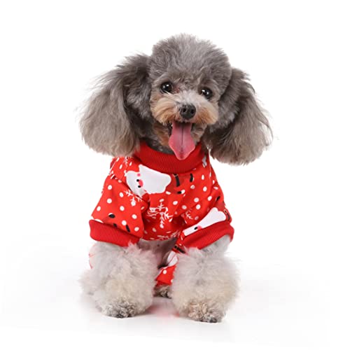 FRCOLOR Hundekleidung Weihnachtshunde-Sweatshirt Haustierfeier Welpenkleidung Natale Stock Pyjama Kleider Haustier-Partykostü Party-Hundetuch Weihnachten Pullover Weihnachtskostüme rot von FRCOLOR