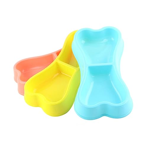 FRCOLOR Tragbarer Futter- und Wassernapf für Hunde Doppelnapf-Set in Knochenform Ungiftiger Kunststoff für Welpen Hunde und Katzen von FRCOLOR