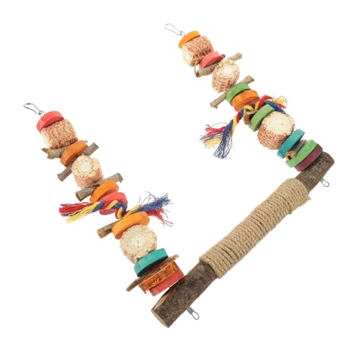 FRCOLOR Vogel-kauspielzeug Aus Holz Hängendes Spielzeug Für Sittiche Vogel-hängespielzeug Kompakter Vogelständer Vogelständerstange Vogel-Accessoire Spielzeug Zum Xuanfeng Hölzern Papagei von FRCOLOR