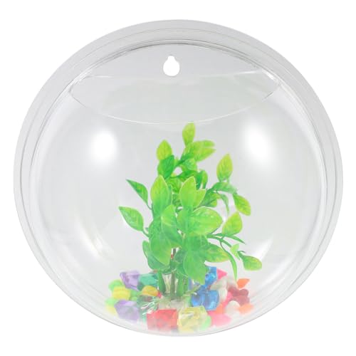 FRCOLOR Wand Goldfischglas Blumentöpfe Für Zimmerpflanzen Zimmerpflanzentöpfe Schildkrötenpanzer Betta-Aquarium Kleines Fischbecken Klare Pflanzenschale Vase Blumentopf Acryl Büro Jahrgang von FRCOLOR