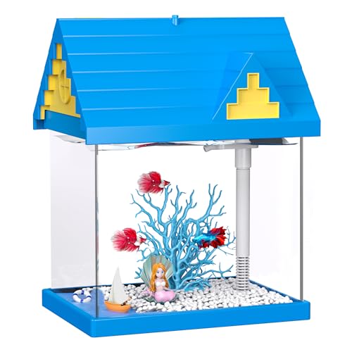 FREESEA Betta Aquarium für Aquarium: 2 Gallonen kleine Glasfischtanks Kits mit Filter und LED-Licht von FREESEA