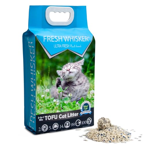 FreshWhisker Tofu Katzenstreu, geruchsfrei und spülbar, klumpendes Tofu Kitty Litter Produkte für Katzen (2,7 kg Beutel) von FRESH WHISKER