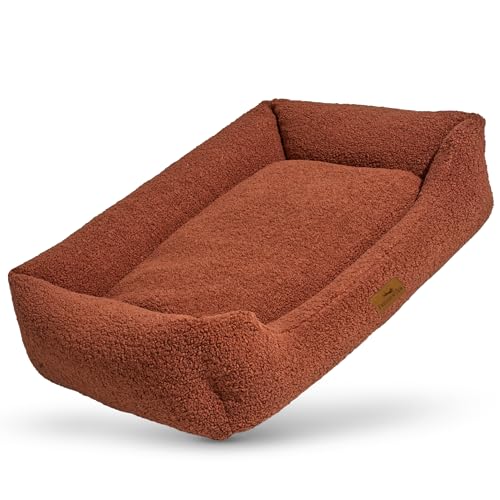 FREUDENTIER® Orthopädisches Hundebett aus Teddy - Waschbar - Herausnehmbares Liegekissen - Oeko® TEX Zertifiziert & Handmade in Europe - Für kleine, mittelgroße & große Hunde (Herbstlaub, M) von FREUDENTIER