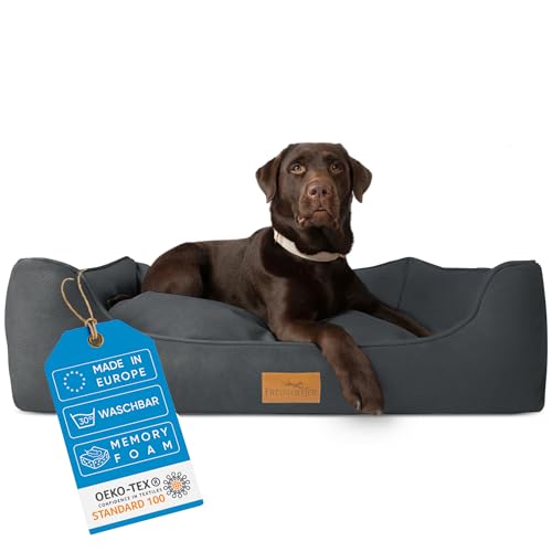 FREUDENTIER orthopädisches Hundebett für kleine Hunde - Waschbar - Herausnehmbares Liegekissen - Memory Foam - Hundekorb/Hundekissen 80x62cm von FREUDENTIER