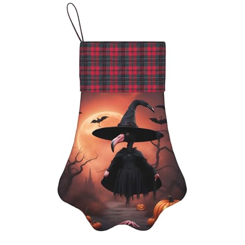 Personalisierter Hunde-Weihnachtsstrumpf mit Aufhängeband – Vintage und warme Urlaubsdekoration Halloween Flamingo Hexenhut von FRGMNT