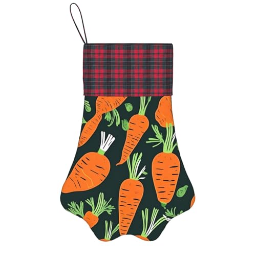 Personalisierter Hunde-Weihnachtsstrumpf mit Aufhängeband - Vintage und warme Urlaubsdekoration Happy Carrot Nahtloses Muster von FRGMNT