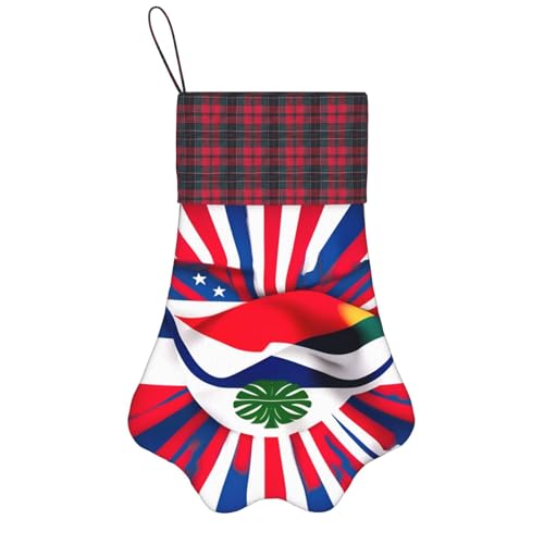 Personalisierter Hunde-Weihnachtsstrumpf mit Aufhängegurt – Vintage und warme Urlaubsdekoration Costa Rica Flagge von FRGMNT