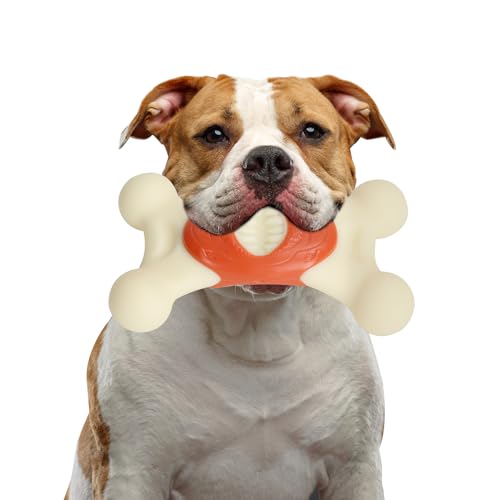 FRLEDM Kauspielzeug für Hunde für aggressive Kauer, echtes Rindfleischaroma, unzerstörbares Hundespielzeug, sicheres und langlebiges Kauspielzeug für große / mittelgroße Hunde von FRLEDM