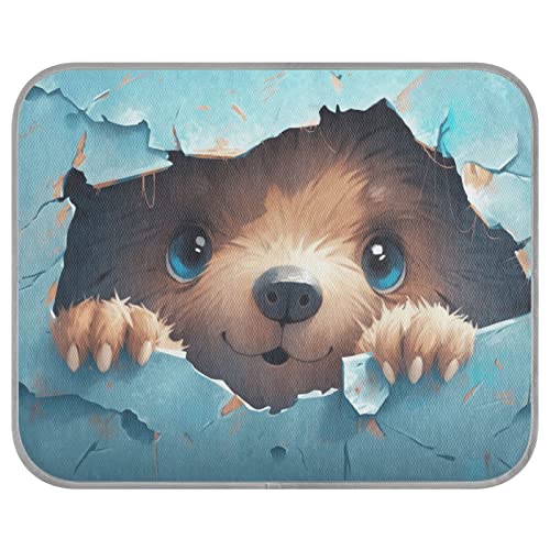 FRODOTGV Bear Behind The Blue Broken Wall Ice Cool Pads Summer Reusable Cooling Mat Zwinger Dogs Cooling Sleeping Pad Dog Crate Pad, Small von FRODOTGV