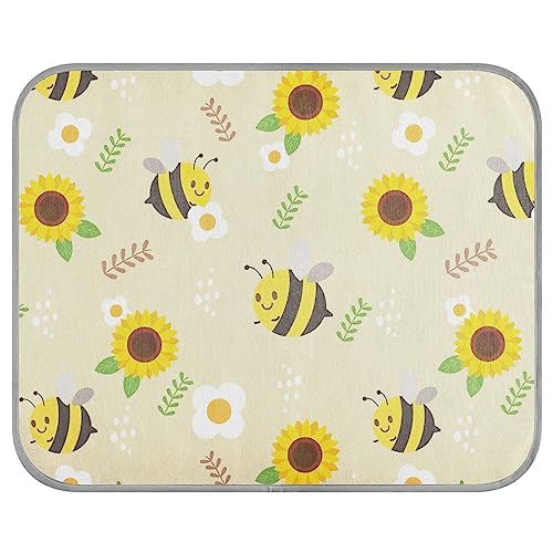 FRODOTGV Bee Sunflower White Flower Ice Cool Pads für Zwinger, Hunde, Tiere, Sommer-Kühlmatte, atmungsaktiv, kühlende Isomatte, Größe M von FRODOTGV