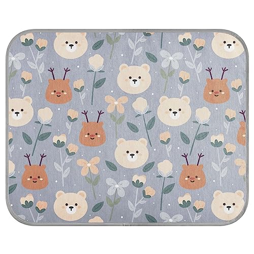 FRODOTGV Cartoon Bear Deer and Flower Dog Crate Pad Breathable Cooling Mat Summer Pet Cool Blanket for Cats Pets Dogs Animals,Medium von FRODOTGV