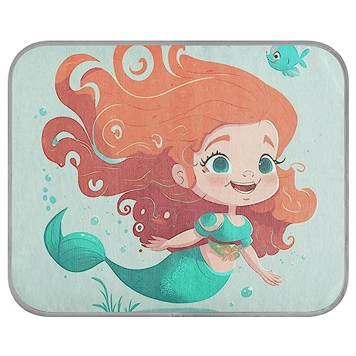 FRODOTGV Cartoon Happy Cute Mermaid Hintergrund Haustier Coole Decke für Haustiere, Tiere, Zwinger, Sommer Kühlmatte Waschbar Ice Cool Pads, Klein von FRODOTGV