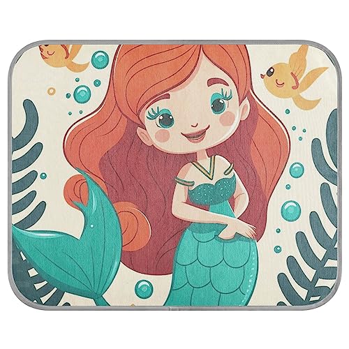 FRODOTGV Cartoon Happy and Cute Mermaid Cooling Sleeping Pad for Dogs/Cats, Cooling Mat Reusable Pets Animals Cool Bed Mats Pet Cool Blanket,Small von FRODOTGV