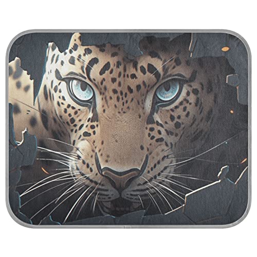 FRODOTGV Ferocious Leopard hinter Blackwall Kühlende Isomatte für Hunde/Katzen, coole Bettmatten, atmungsaktiv, Tiere, Katzen, Eiskühlkissen, Hundekäfig-Pad, klein von FRODOTGV