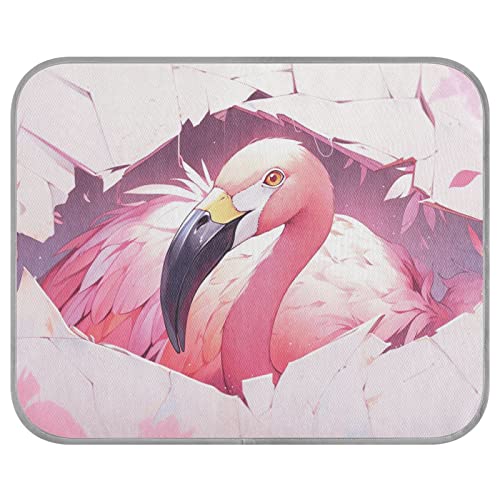 FRODOTGV Flamingo in Pink zerrissenes Papier Coole Bettmatten für Zwinger, Hunde, Haustiere, Sommer Hundekäfig Pad Waschbar Kühlmatte, Medium von FRODOTGV