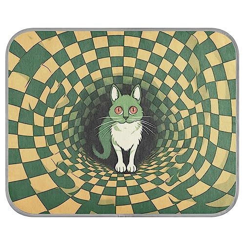 FRODOTGV Green Square Swirl Cartoon Cat Pet Cool Blanket for Cats, Animals, Dogs, Summer Cooling Mat Breathable Ice Cool Pads, Small von FRODOTGV