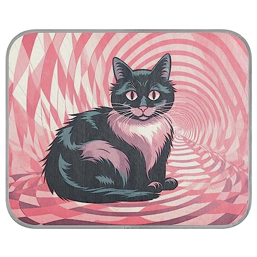 FRODOTGV Kühlmatte für Katzen/Hunde, quadratisch, atmungsaktiv, kühlend, für Katzen, Haustiere, Hunde, Tiere, Größe M, Schwarz / Pink von FRODOTGV