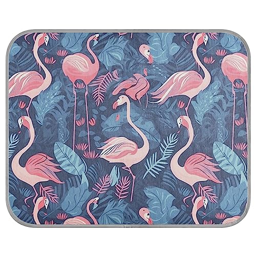 FRODOTGV Kühlmatte mit Flamingo-Motiv für Haustiere, Hundehütten, Hunde, kühlende Sommerbettmatten, wiederverwendbar, Größe M, Rosa und Blau von FRODOTGV