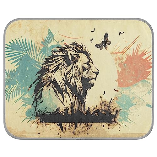 FRODOTGV Lion Ink Floral American Retro Cool Bed Mats for Animals, Cats, Dogs, Summer Pet Cool Blanket Reusable Ice Cool Pads,Medium von FRODOTGV