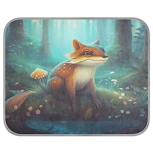 FRODOTGV Little Fox and Fireflies Magic Forest Cool Bed Mats Summer Breathable Cooling Mat Cats Pets Ice Cool Pads Dog Crate Pad,Small von FRODOTGV