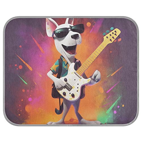 FRODOTGV Little White Dog Spielende E-Gitarre, coole Bettmatten für Katzen, Tiere, Hunde, Sommer-Hundekäfig-Pad, waschbar, kühlende Isomatte, klein von FRODOTGV