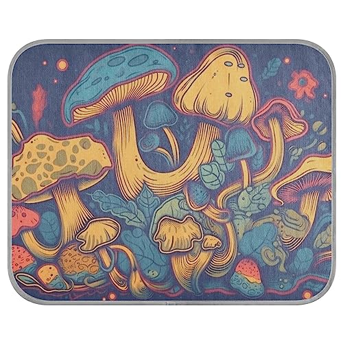 FRODOTGV Mushroom Jungle Colorful Cool Bed Mats for Dogs/Cats, Cooling Mat Reusable Animals Pets Dog Crate Pad Cooling Sleeping Pad,Medium von FRODOTGV