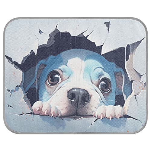 FRODOTGV Niedliche Hundedecke, blau, kaputte Wand, kühlende Decke, Sommer, waschbar, Eiskühlkissen, Tiere, Haustiere, kühlende Matte, kühlende Schlafmatte, klein von FRODOTGV