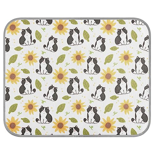 FRODOTGV Niedliche Katzen und Blumen Haustier coole Decke Sommer waschbar Hundebox Pad Zwinger Haustiere coole Bettmatten Eiskühle Pads, klein von FRODOTGV