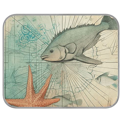 FRODOTGV Retro Illustration Kleine Fische Coole Bettmatten Sommer Waschbar Haustier Kühldecke Zwinger Tiere Kühlende Isomatte Eiskühle Pads, Medium von FRODOTGV