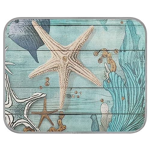 FRODOTGV Retro Seestern Coral Marine Life Coole Bettmatten für Hunde, Zwinger, Haustiere, Sommer Kühlende Isomatte Atmungsaktive Haustier Kühldecke, Größe M von FRODOTGV