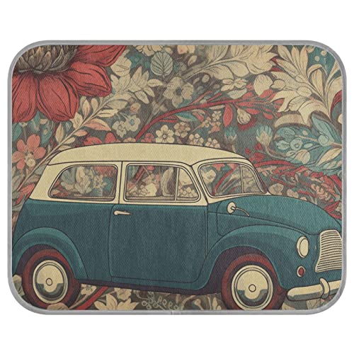 FRODOTGV Retro Vintage 50er Jahre Frühling Print Daisy Retro Bus Ice Cool Pads für Hunde/Katzen, Kühlende Isomatte Waschbar Hunde Zwinger Kühlmatte Hundekäfig Pad Klein von FRODOTGV