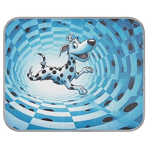 FRODOTGV Schwarz Blau Quadratische Wirbel Dalmatiner Pet Cool Blanket for Dogs/Cats, Dog Crate Pad Reusable Cats Pets Cooling Sleeping Pad Ice Cool Pads, Small von FRODOTGV