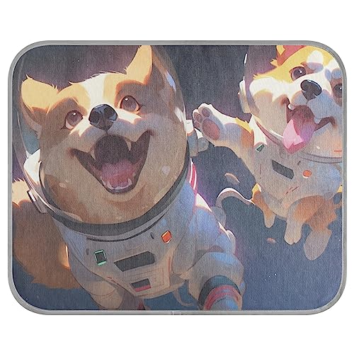 FRODOTGV Two Space Puppies Flying Happily Ice Cool Pads für Tiere, Katzen, Haustiere, kühlende Sommer-Isomatte, waschbare Kühlmatte, klein von FRODOTGV