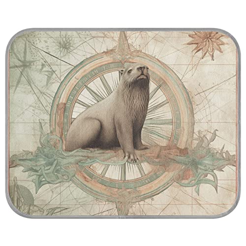 FRODOTGV Vintage Sea Life Illustration Kompass Seal Pet Cool Blanket Summer Reusable Cooling Mat Pets Dogs Ice Cool Pads Cooling Sleeping Pad,Small von FRODOTGV