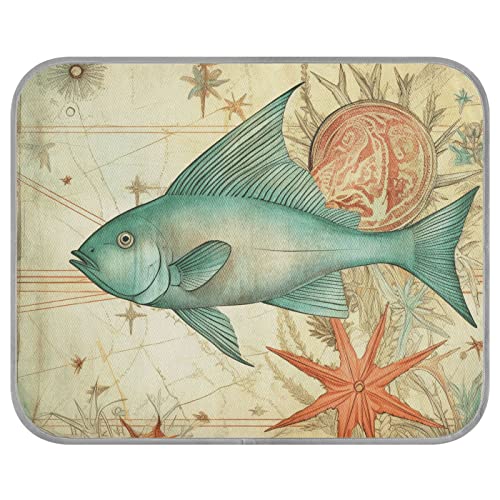 FRODOTGV Vintage Sea Life Illustration Schmetterling Fisch Coole Bettmatten für Hunde/Katzen, Haustier coole Decke Wiederverwendbare Zwinger Tiere Kühlende Isomatte Hundekäfig Pad, Medium von FRODOTGV