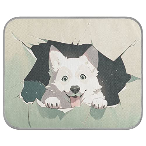 FRODOTGV Weiße süße Hundematte aus grünem Papier für Hunde/Katzen, Haustier-coole Decke, wiederverwendbare Zwinger, Tiere, kühlende Isomatte, Hundekäfig-Pad, Größe M von FRODOTGV