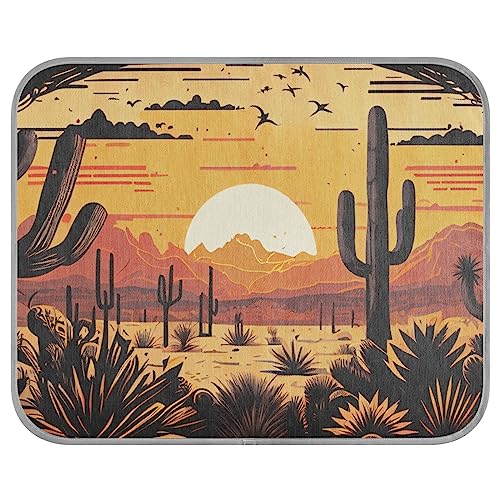 FRODOTGV Western Cactus Sunset Desert Kühlmatte für Tiere, Katzen, Zwinger, Sommer-Hundekäfig-Pad, wiederverwendbar, Eiskühlkissen, Größe M von FRODOTGV